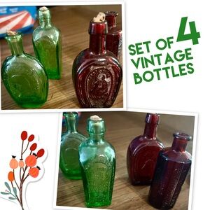 Vintage set of 4 Glass Bottles